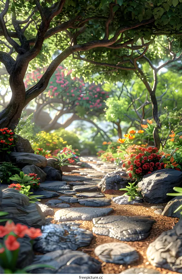 A beautiful path in a lush green forest