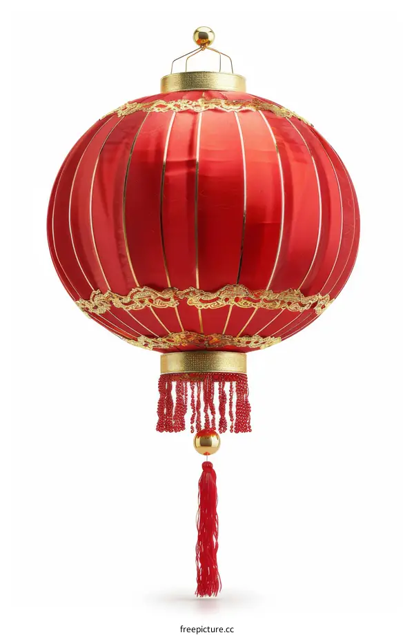 Red Chinese lantern with golden patterns