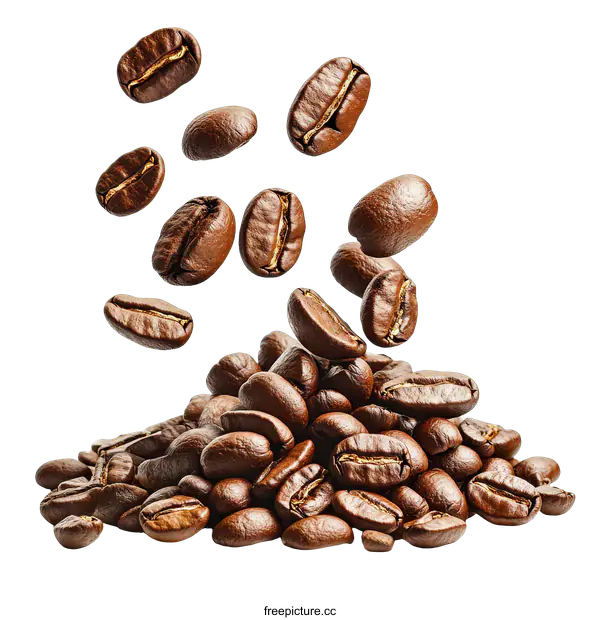 [Transparent Background PNG]Roasted Coffee Beans Falling