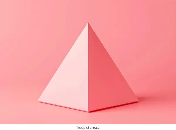 Pink Geometric Pyramid on Pink Background Minimalist Abstract 3D Render