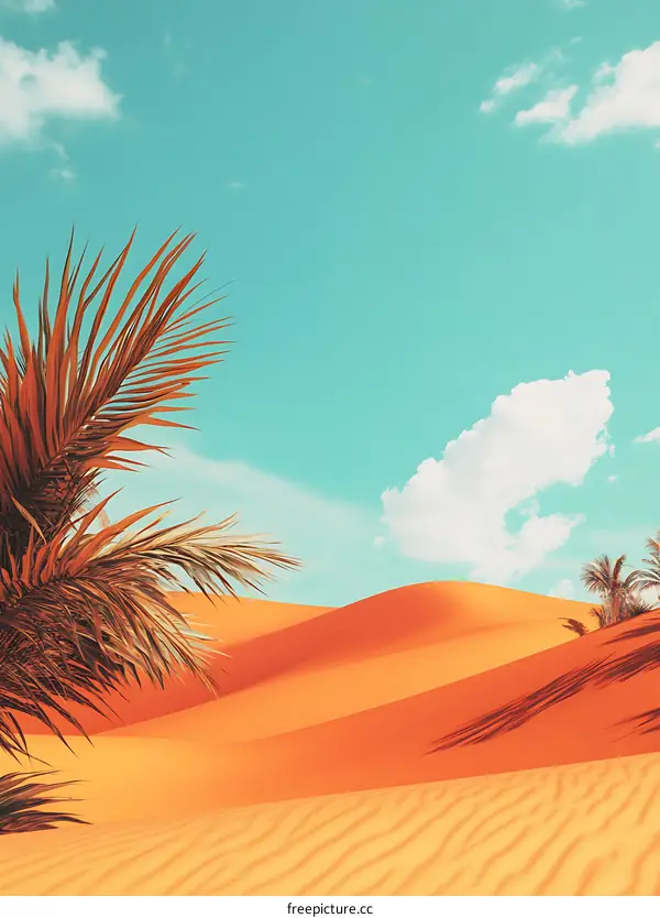 Palm Trees in the Sahara Desert with a Blue Sky