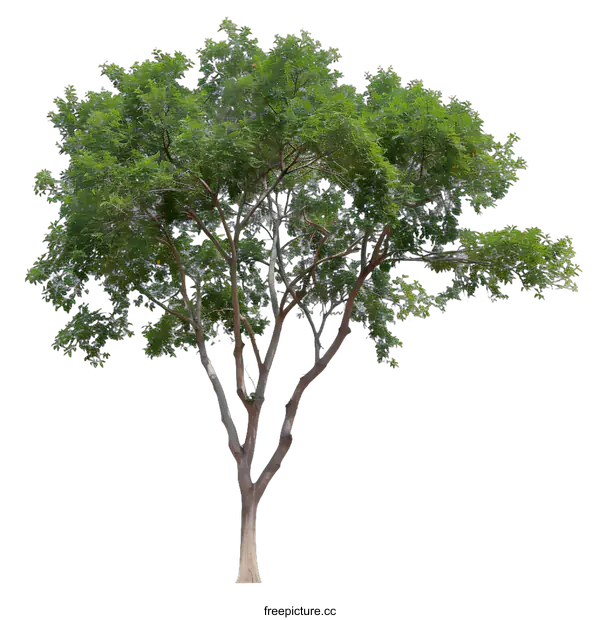 [Transparent Background PNG]Green Tree with Branch Isolated on White Background