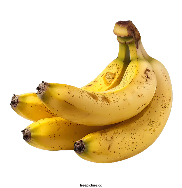 [Transparent Background PNG]Four yellow bananas on white background