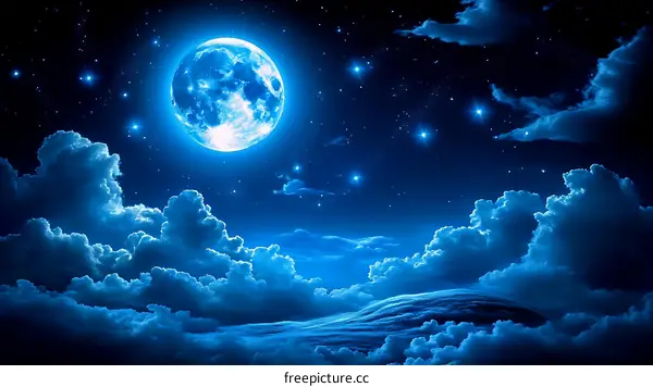 Mystical Night Sky with a Full Moon