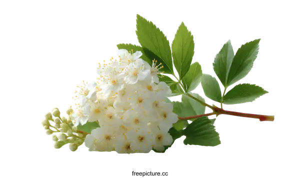 [Transparent Background PNG]Close-up of delicate white flowers and leaves