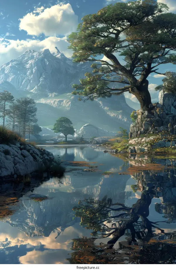 Mountain Lake Scenic Reflection