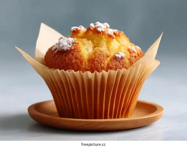 Close Up of a Delicious Muffin with Powdered Sugar