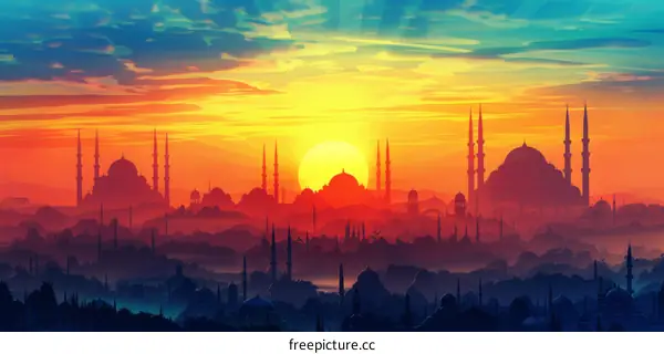 Istanbul Sunset: Golden Cityscape at Twilight
