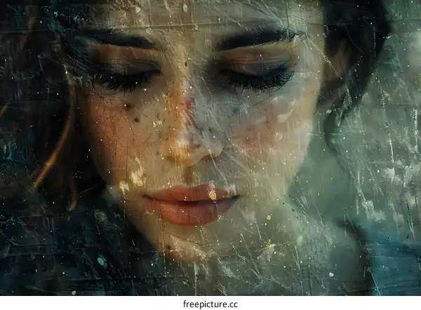 artistic portrait of a beautiful woman with closed eyes