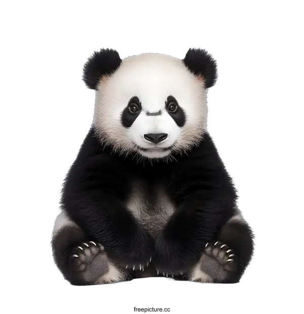 [Transparent Background PNG]Cute Panda Cub Sitting On White Background