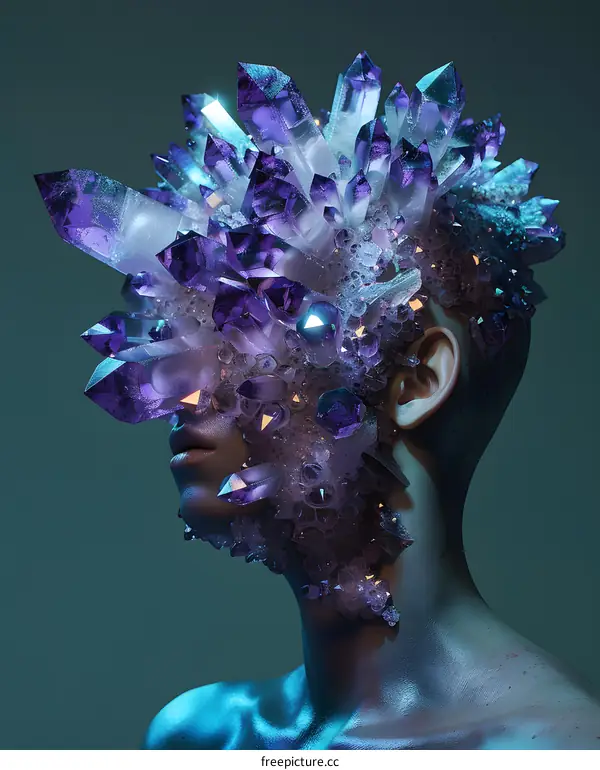 Crystal Face Art with a Woman Covered in Crystals