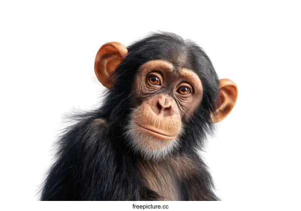 [Transparent Background PNG]Chimpanzee Portrait Close-up Image