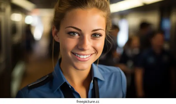 Portrait of a smiling young female customs officer
