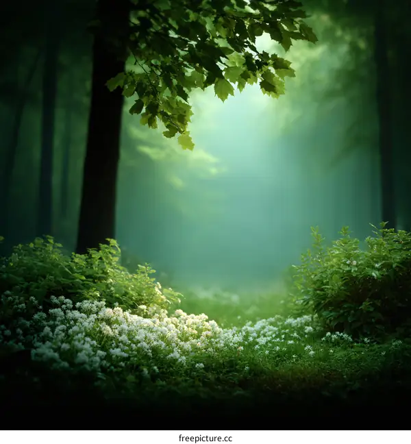 Mystical Forest Glade with Sunlight