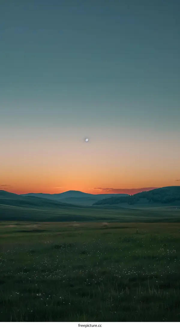 Tranquil Grassland Sunset