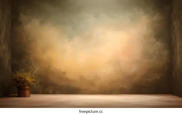 Vintage Empty Studio Background with Warm Light