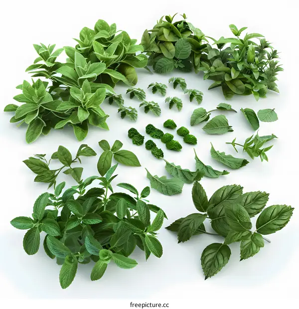 Green Herbs and Leaves Collection For 3d Model Design