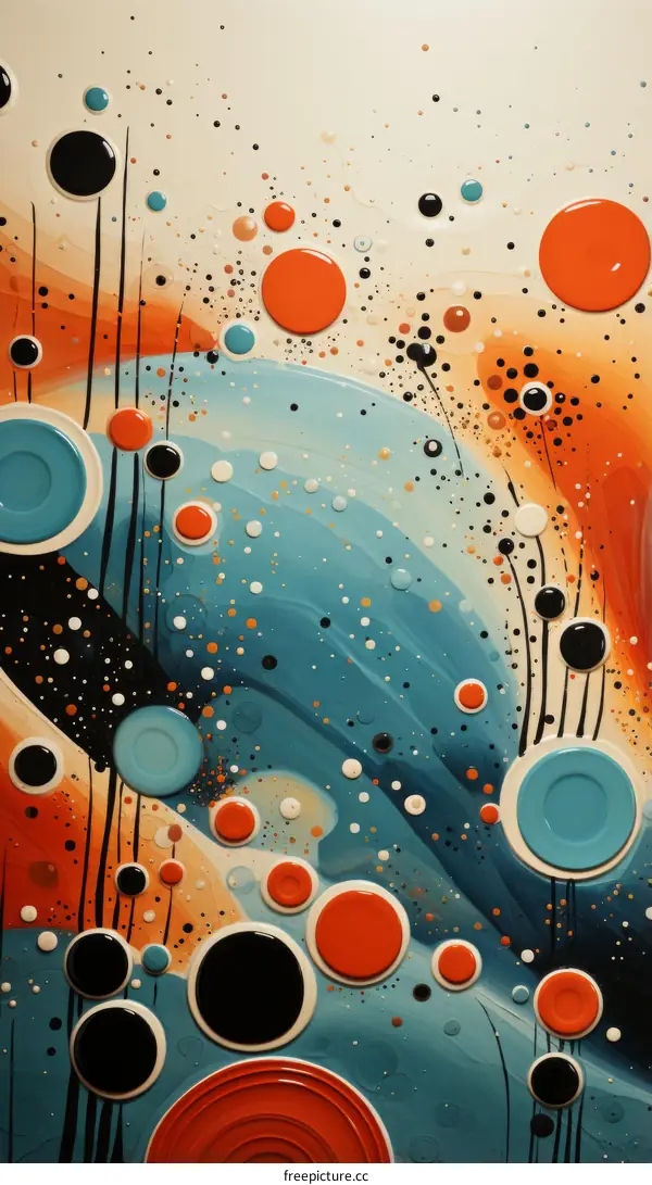 Colorful abstract painting with circles and lines