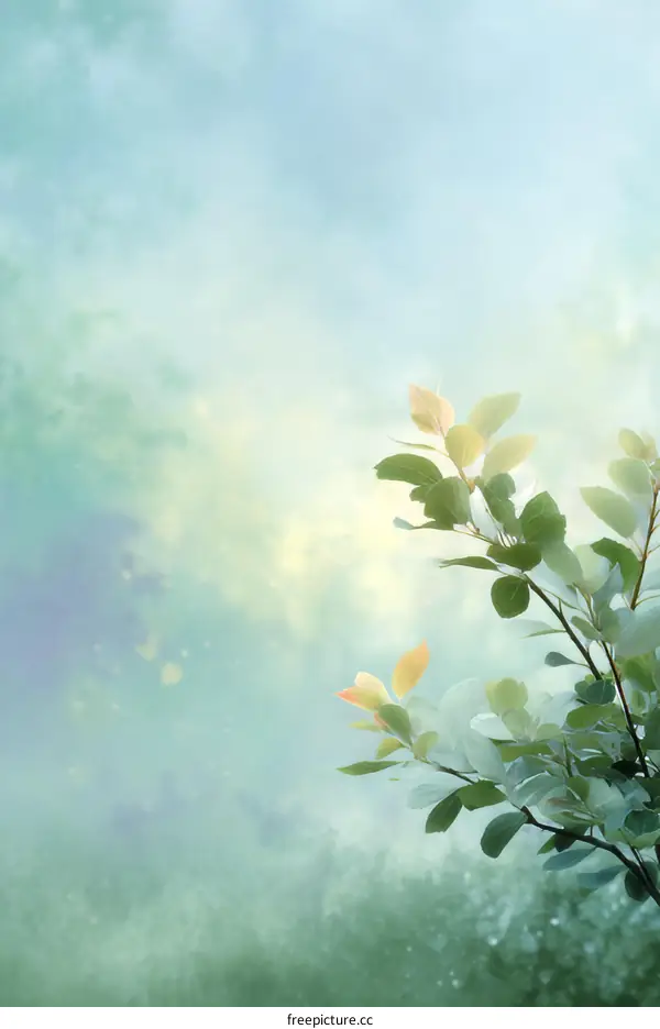 Soft Pastel Sky with Delicate Leaves