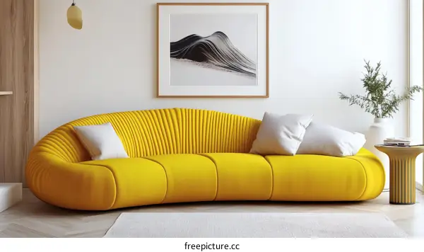 Modern Yellow Sofa in a Stylish Living Room