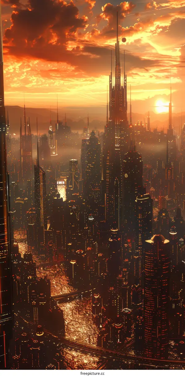 Futuristic Cityscape with a River