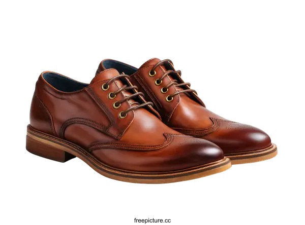 [Transparent Background PNG]Pair of Brown Leather Formal Shoes
