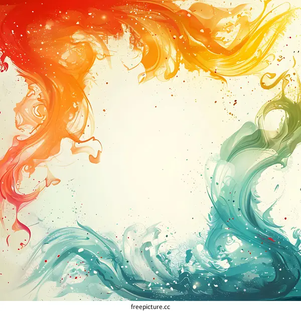 Colorful liquid swirls on a white background