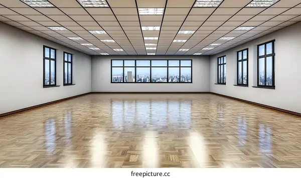 Empty Modern Office Room With City View