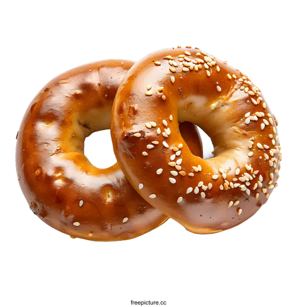 [Transparent Background PNG]Two fresh bagels on white background