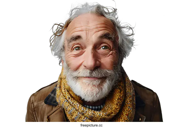 [Transparent Background PNG]portrait of an old man with white beard and hair