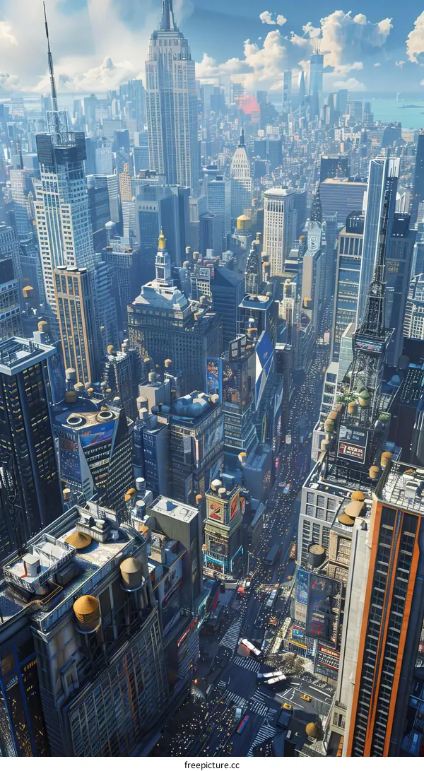 Futuristic Aerial View of a Metropolis Cityscape