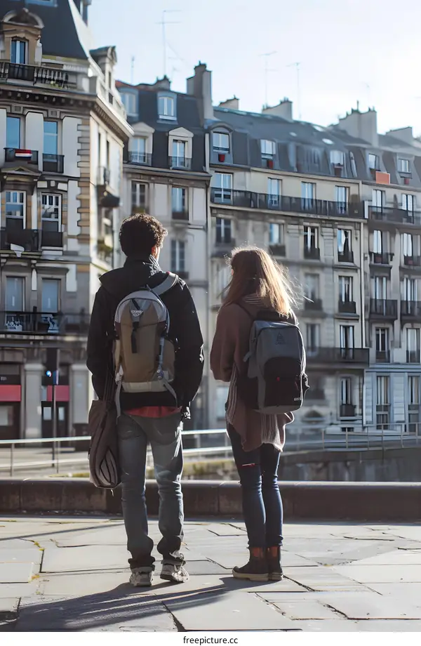 Couple Standing Back to Back on a Parisian Street