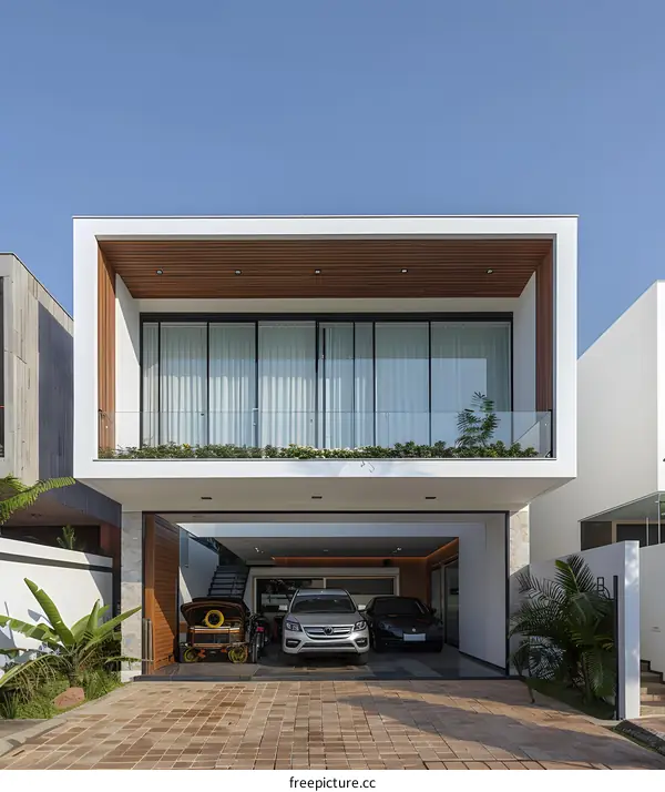 Modern House with Garage and Balcony