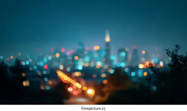 Night City Lights Abstract Blurred Bokeh