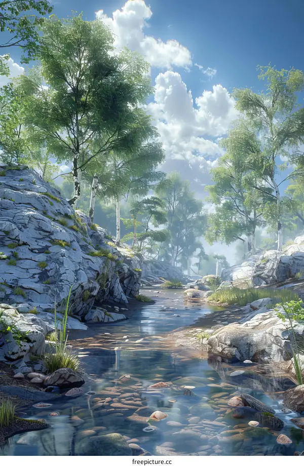 Serene River Valley Landscape