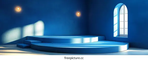 Blue Minimalist Product Display Stage