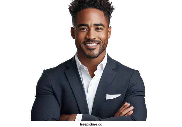 [Transparent Background PNG]Confident African American Business Professional Portrait