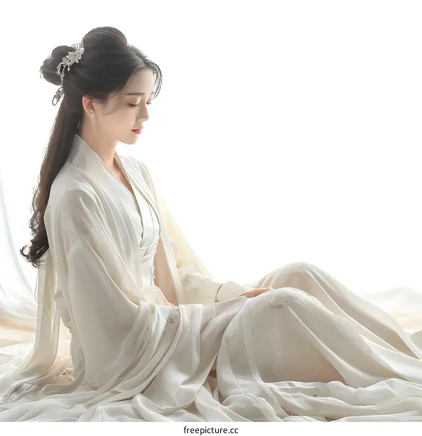 Woman in White Traditional Dress