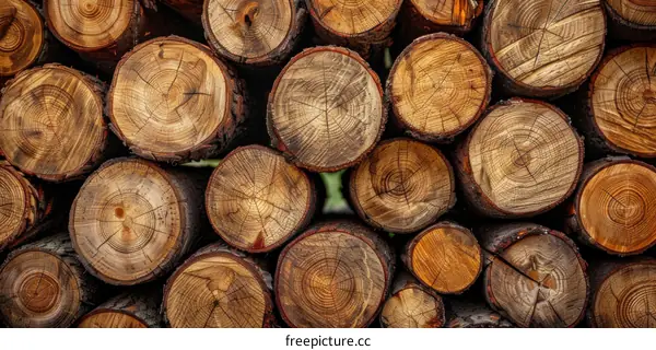 Firewood Logs Stacked for Winter