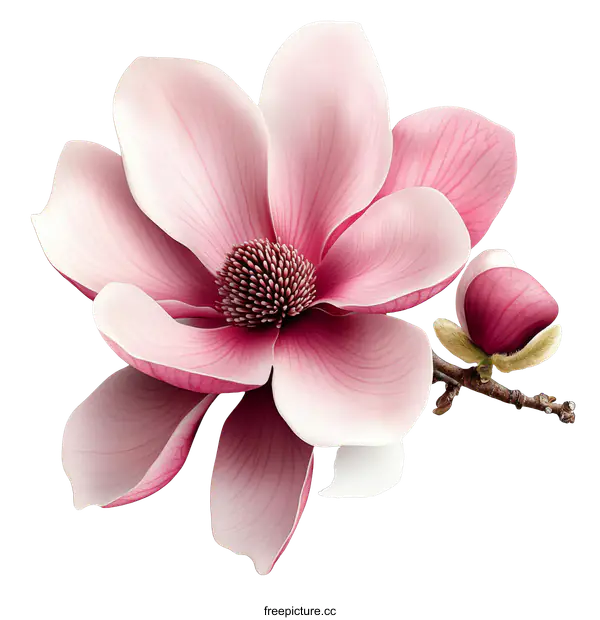 [Transparent Background PNG]Delicate Magnolia Blossom in Elegant Detail