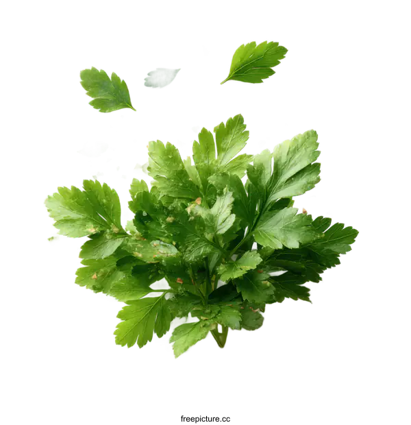 [Transparent Background PNG]Fresh Parsley Bunch with Crumbs