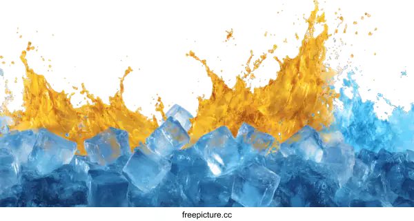 [Transparent Background PNG]Splashing Ice Cubes with Fruit Juice