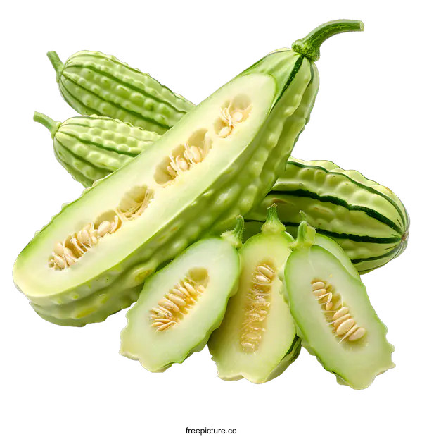 [Transparent Background PNG]Fresh White Bitter Melon on White Background