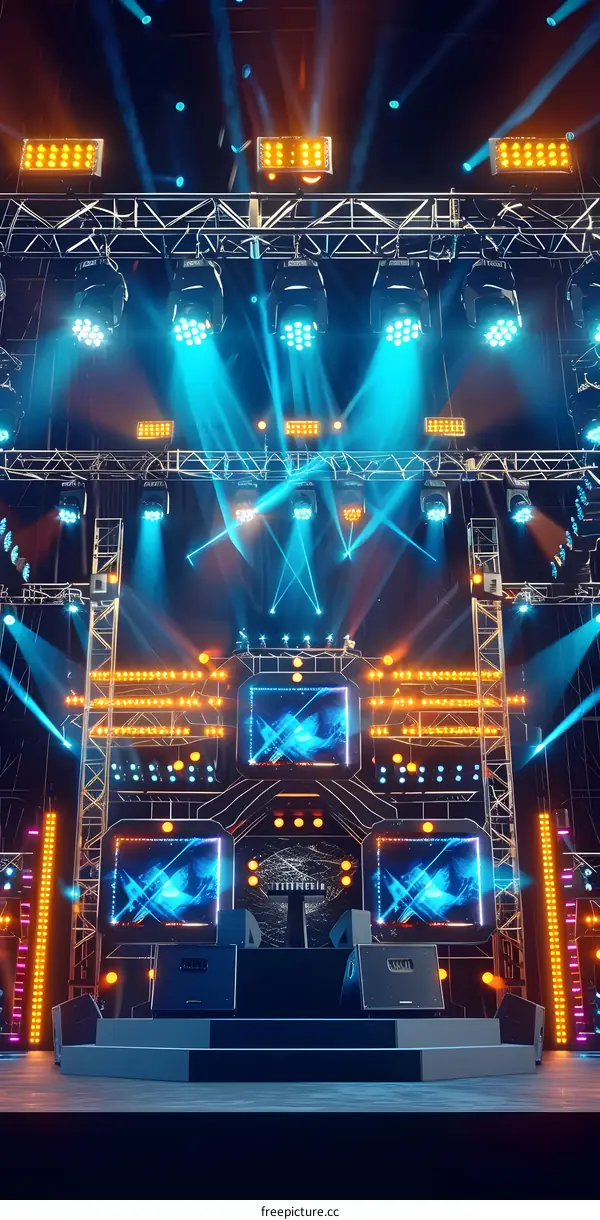 Concert Stage With Lighting and Screens