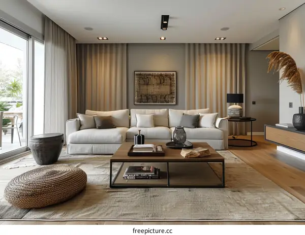 Bright and Airy Scandinavian Living Room With Natural Textures