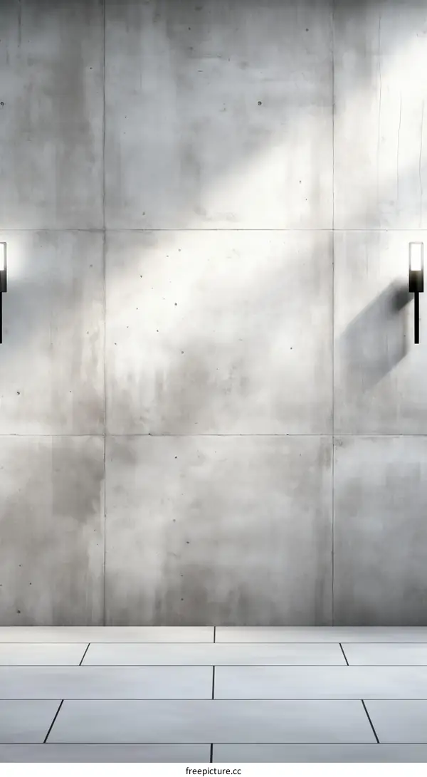 Two wall lamps on a concrete wall