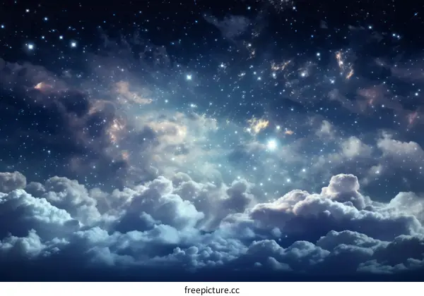 Starry Night Sky with Clouds