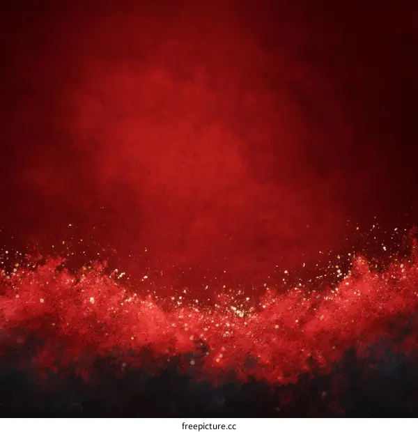 Abstract Red Background with Golden Particles