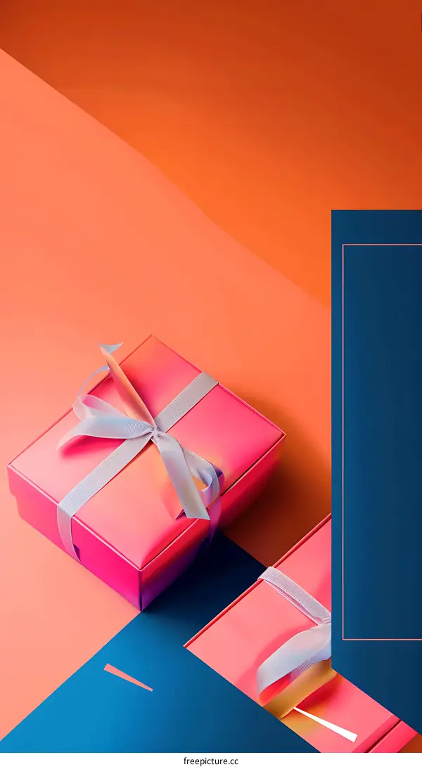 Gift Boxes on a Orange and Blue Background