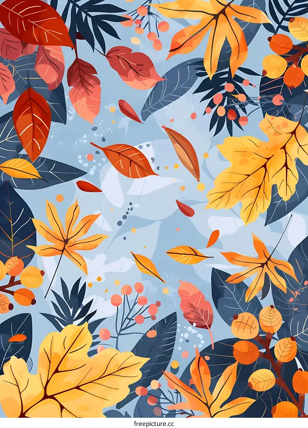 Autumn Leaves Pattern Background Illustration